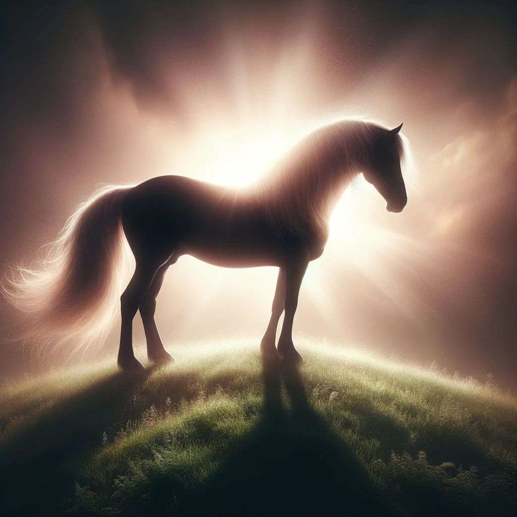 a horse, digital art, glowing